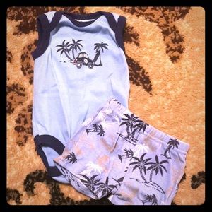 Baby blue Hawaiian onesie and shorts